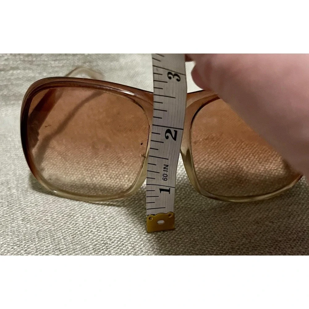 70s Oversized Sunglasses Gradient Brown Translucent Plastic Square Frame Taiwan